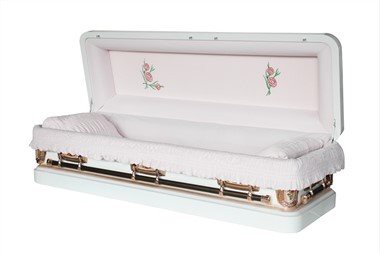 Quan tài góc tròn bằng đồng bóng mờ màu trắng